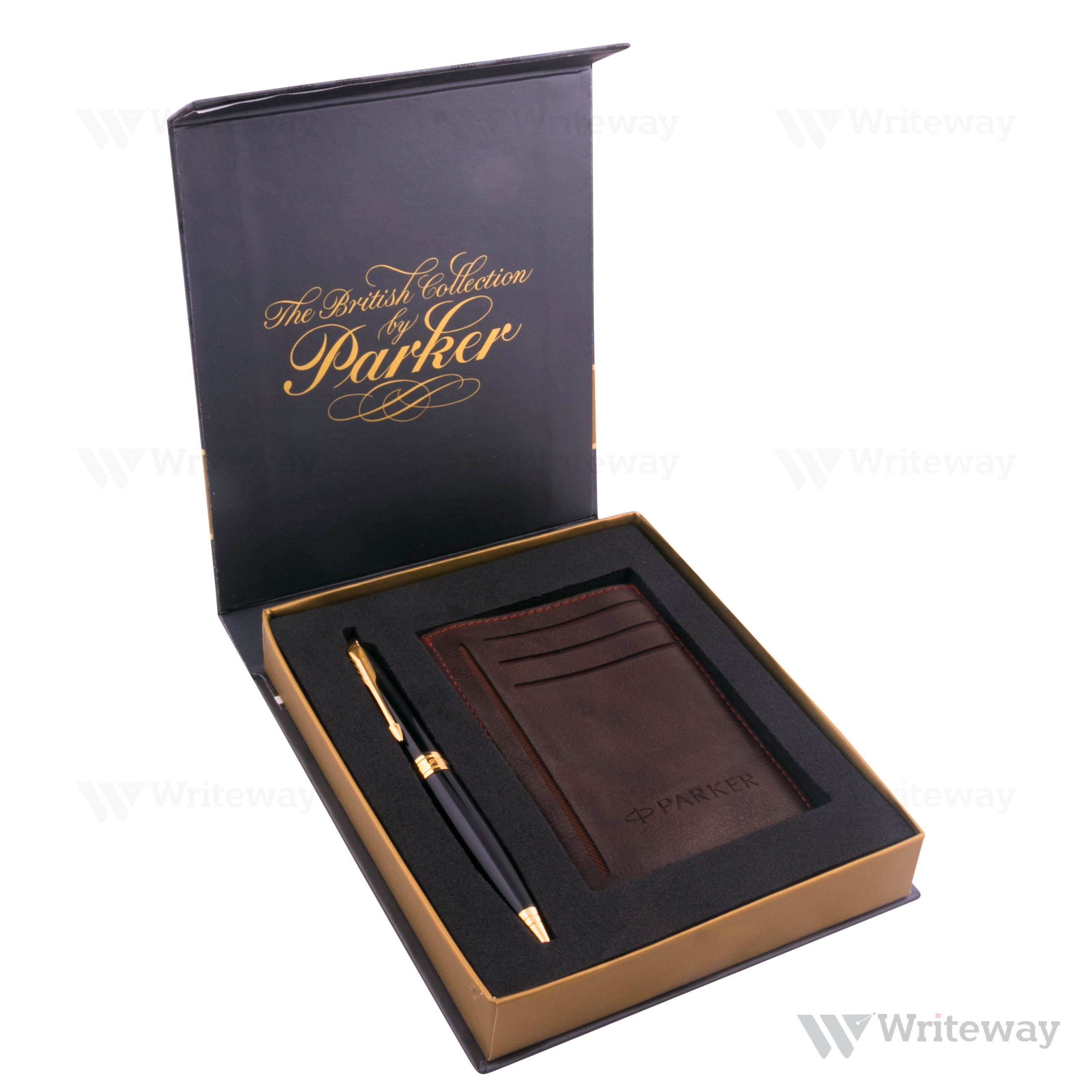 PARKER ASTER BALL PEN WITH CARD HOLDER LACQUE BLACK GT