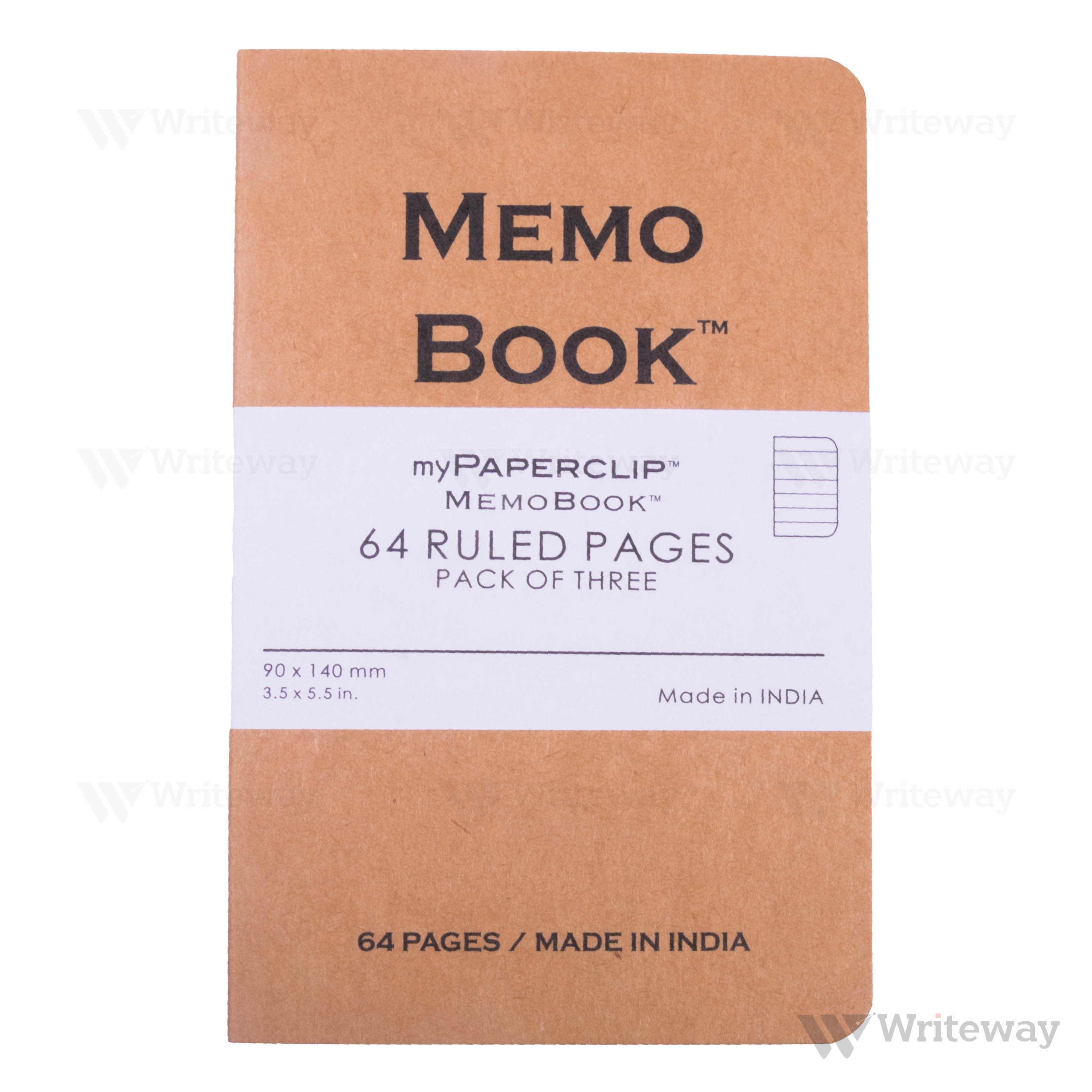 MY PAPERCLIP MEMO BOOK 64 RULED PAGES (PACK OF 3) NATURAL
