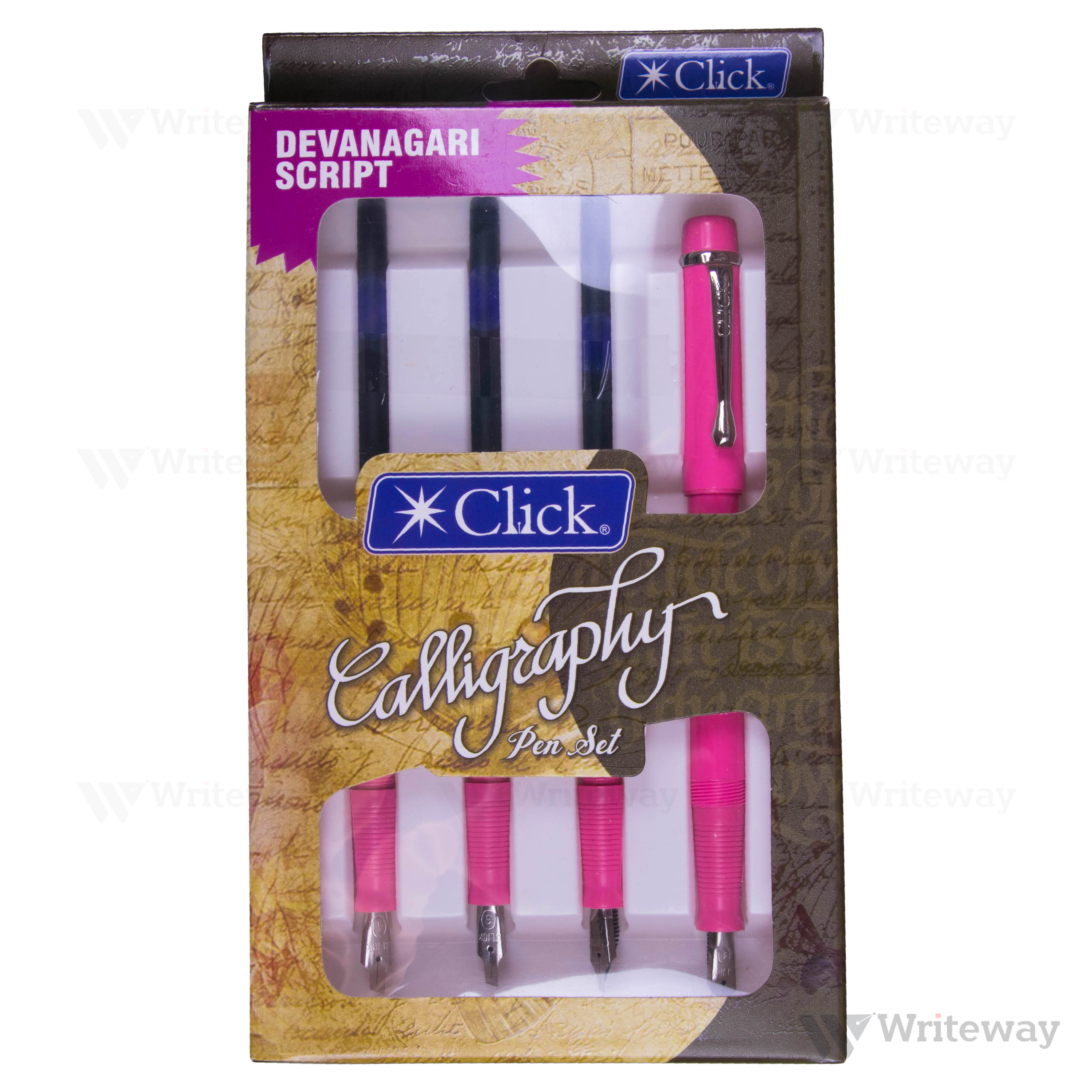 CLICK CALLIGRAPHY DEVANAGARI PEN SET PINK