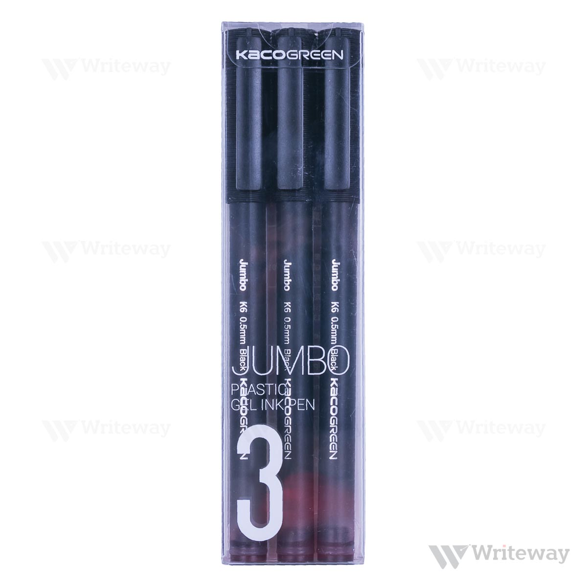 KACO JUMBO PLASTIC GEL INK PEN SET OF 3 PENS - BLACK