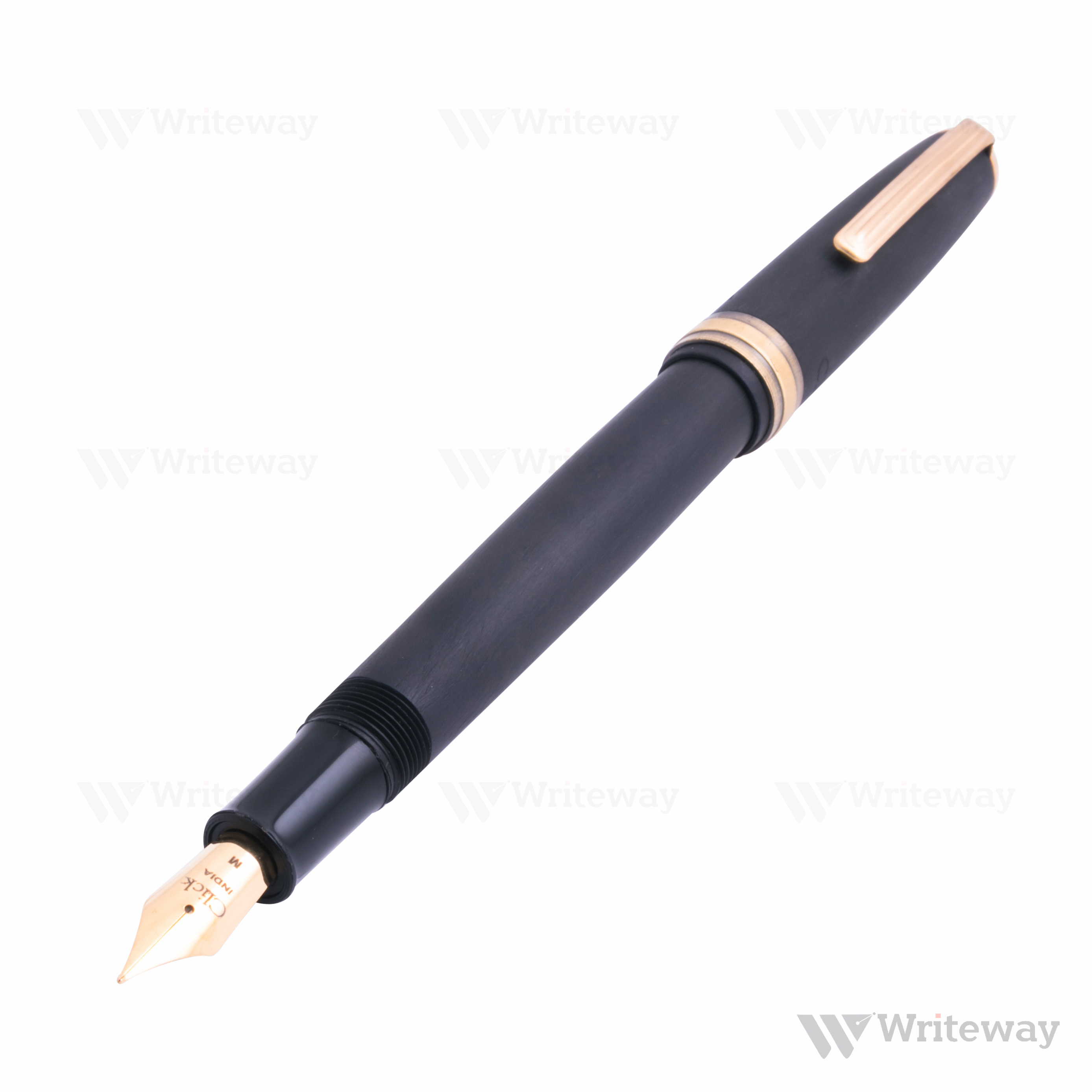 CLICK FALCON EBONITE CARBON BLACK FOUNTAIN PEN ANTIQUE GOLD