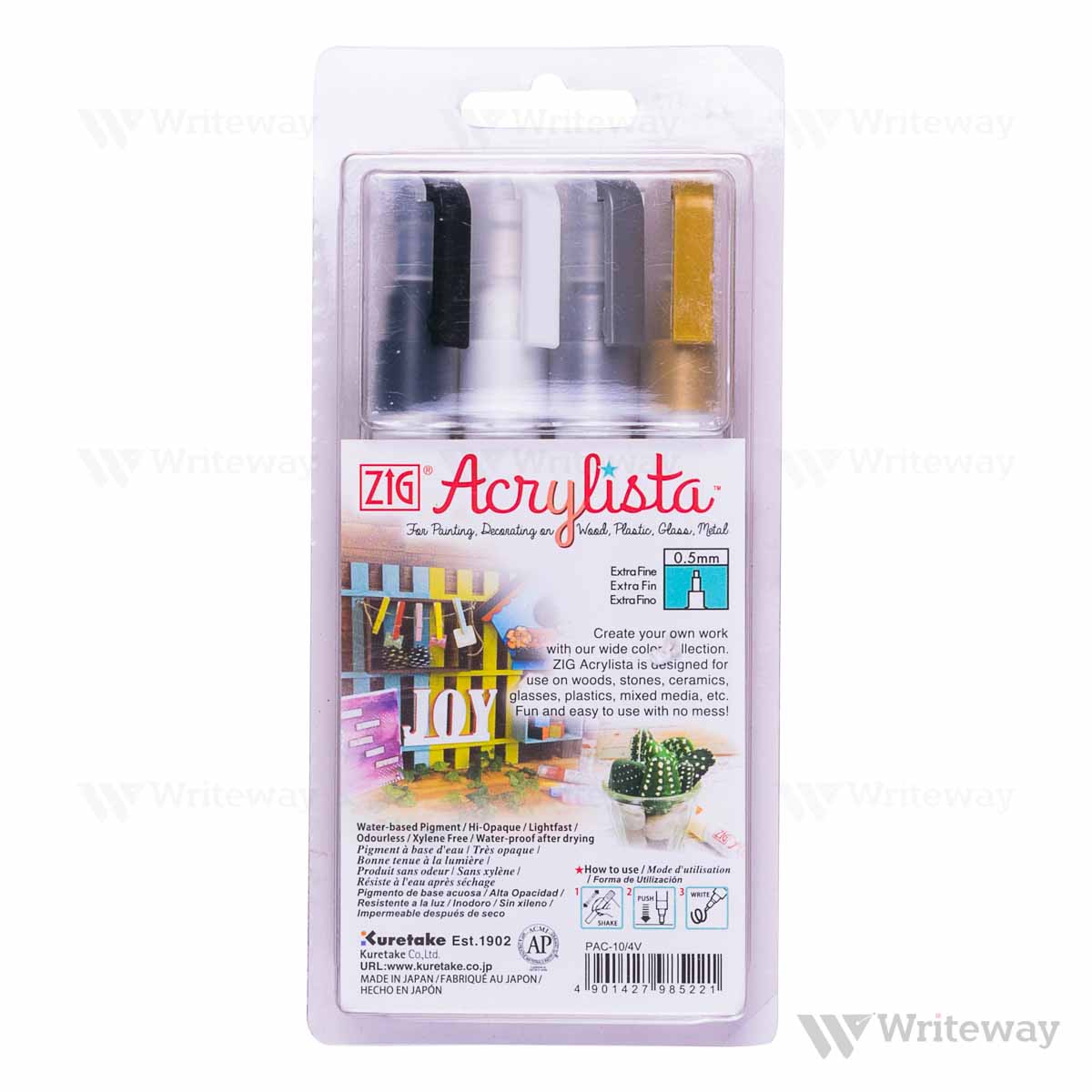 KURETAKE ZIG ACRYLISTA CALLIGRAPHY ACRYLIC MARKER (PAC OF  4 Pcs)
