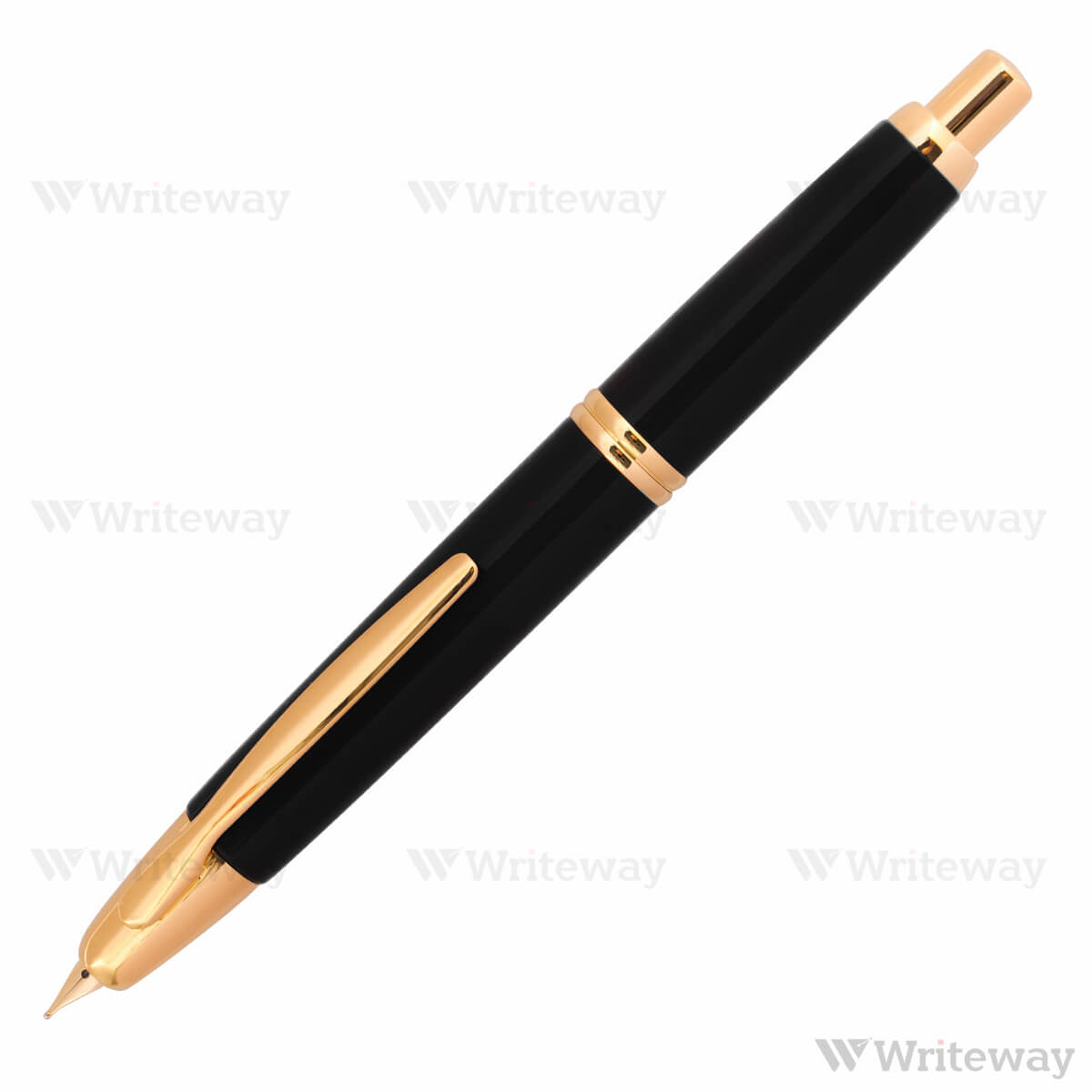 PILOT CAPLESS GOLD ACCENT FOUNTAIN PEN BLACK 