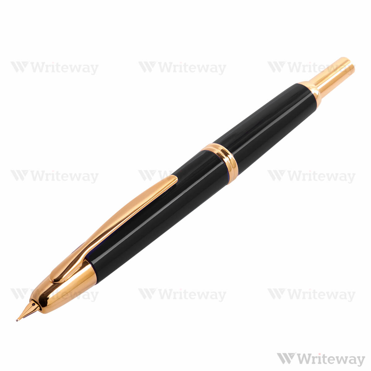 PILOT CAPLESS GOLD ACCENT FOUNTAIN PEN BLACK 