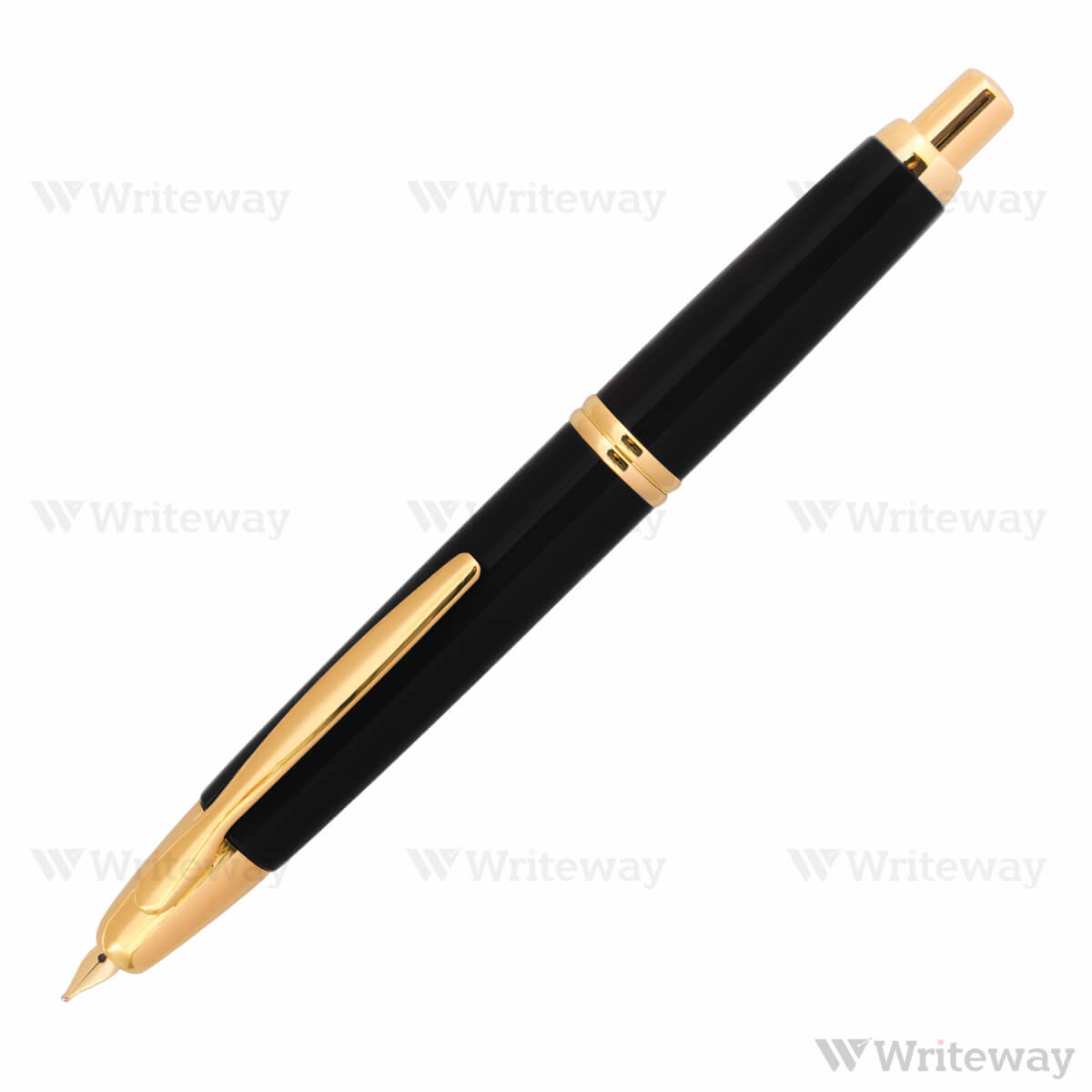 PILOT CAPLESS GOLD ACCENT FOUNTAIN PEN BLACK 