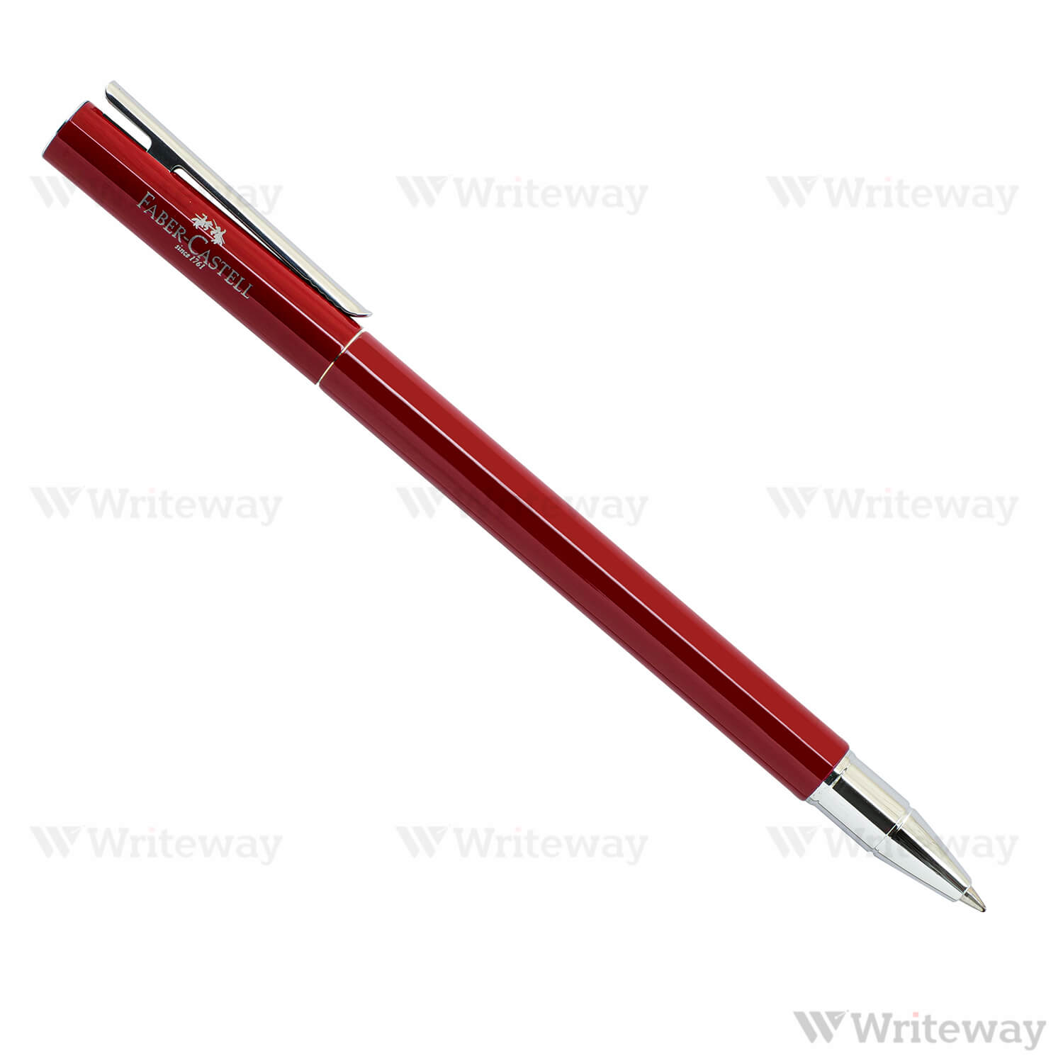 FABER CASTELL NEO SLIM ROLLER BALL PEN ORIENTAL RED, SHINY CHROMED
