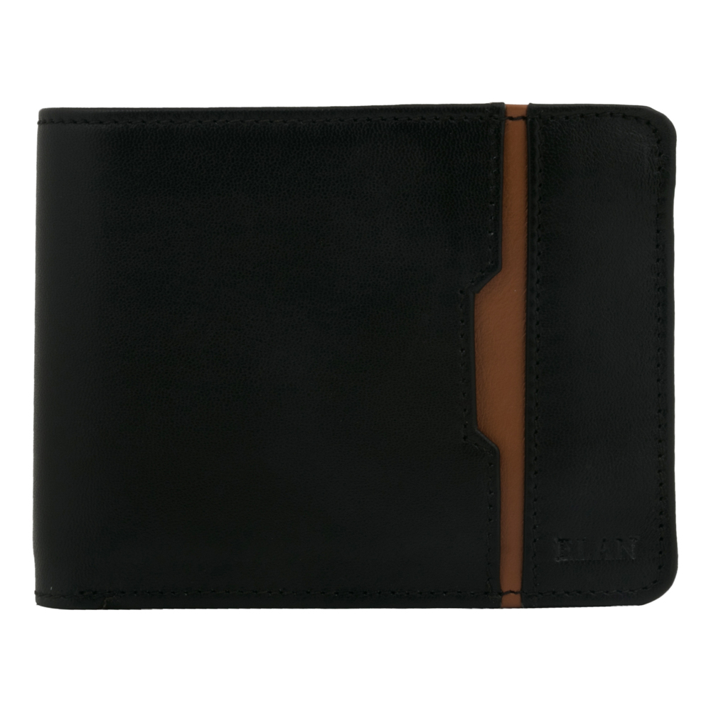 Elan Leather Bifold Card Wallet - Black