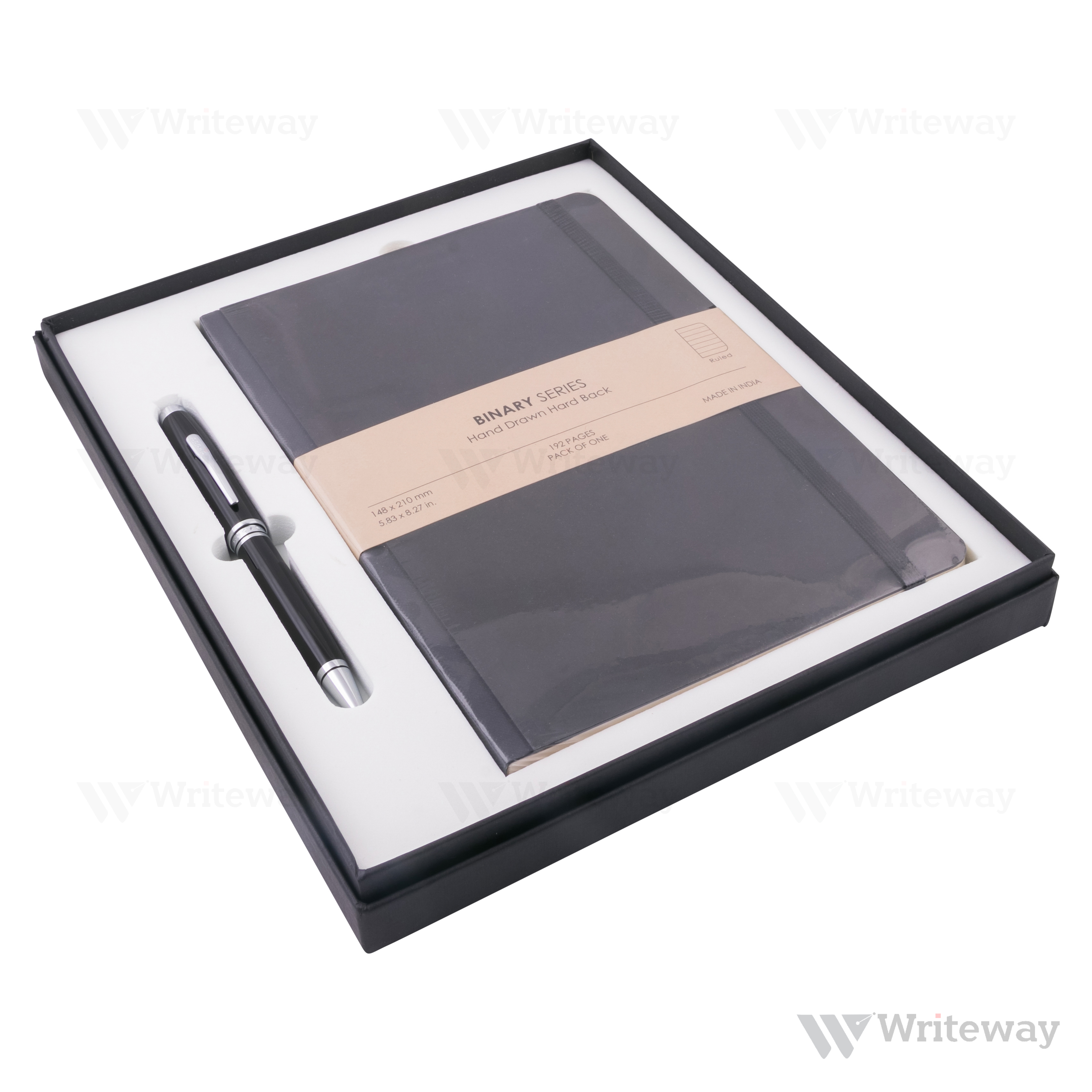 CROSS Calais Satin Chrome Ballpoint Pen with Medium Classic Black Journal