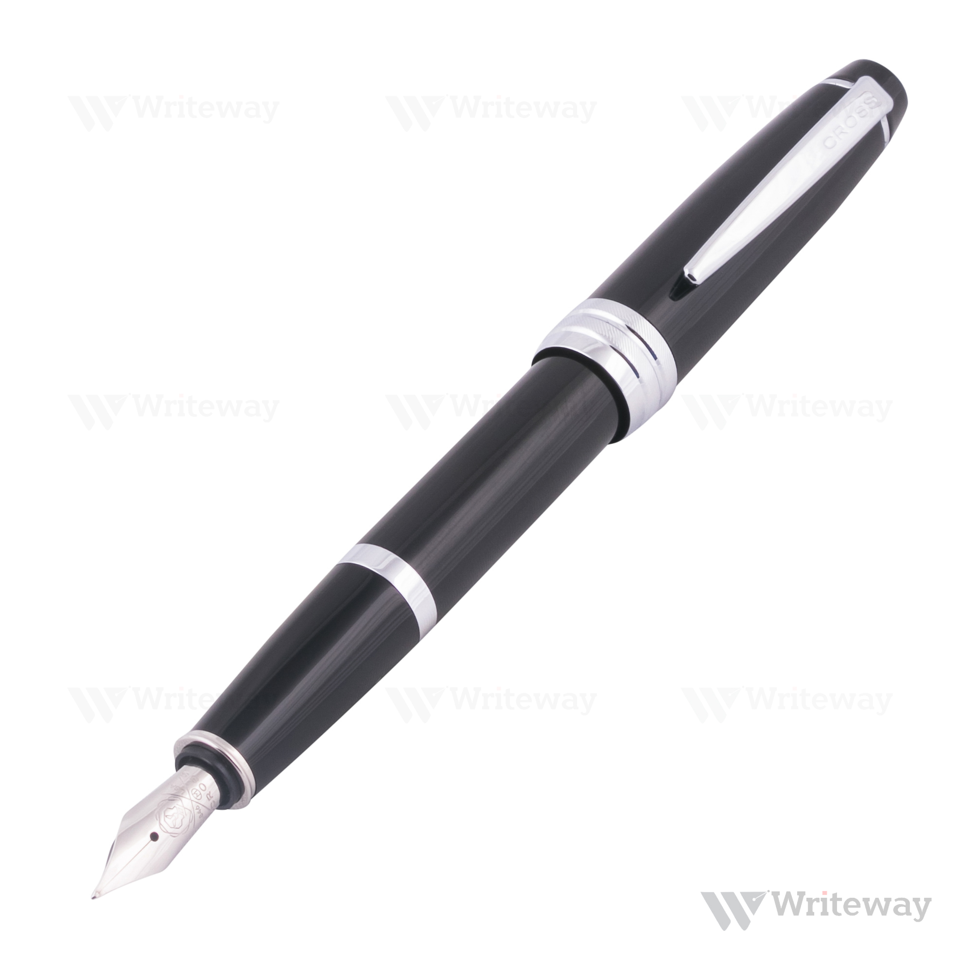 CROSS BAILEY FOUNTAIN PEN CHROME BLACK With Chrome Trims